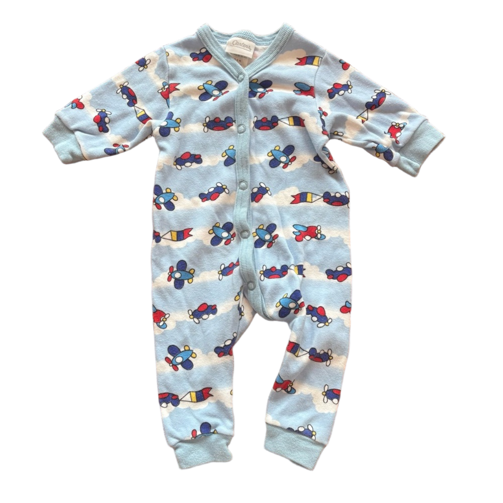 Vintage Baby Carters Airplane Long Sleeve Romper Sleeper Size 0-6M